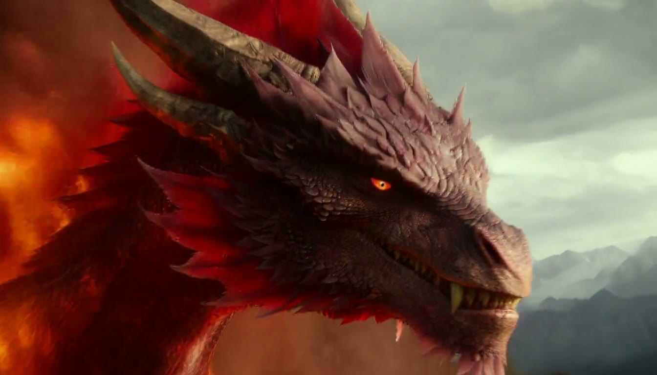 MiniMax H3 AI video example showing a majestic dragon emerges from a fiery explosion in a rugged, mountainous landscape